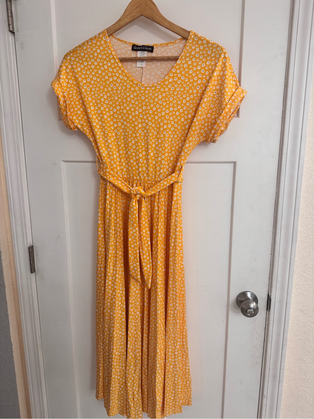 Sunlit Yellow Floral Maxi Dress with Tie Waist
